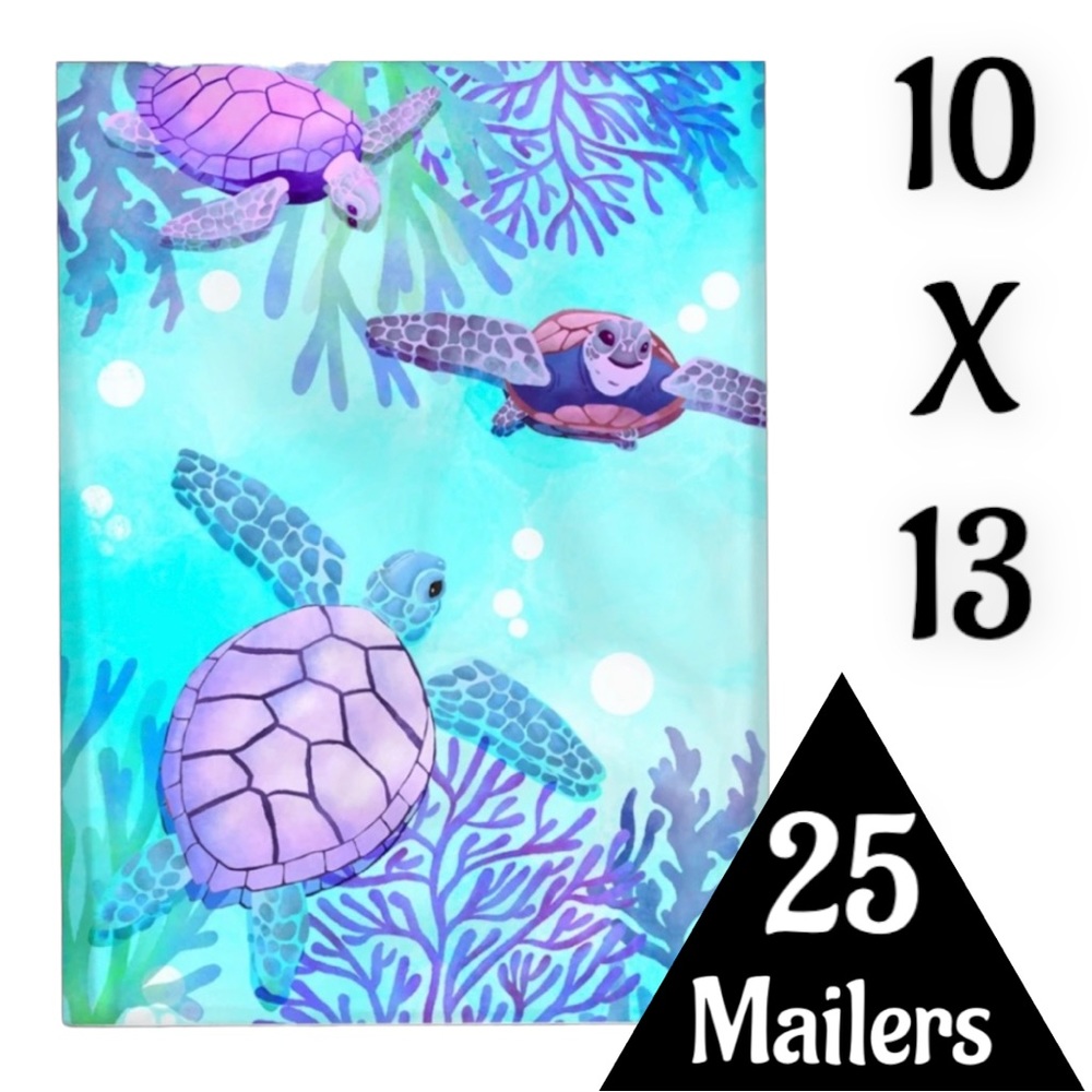 25 10X13 Poly Mailers Turtles Shipping Envelopes Bags PRICE IS FIRM - Picture 2 of 9